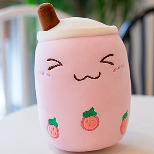 KWIBYBGS 24–70 cm Plüschtee Tasse Spielzeug Bubble Tea Kissen Kissen Süßes Fruchtgetränk Plüsch Weich Apfel Rosa Erdbeere Milchtee Kindergeschenk/Strberry/35Cm von KWIBYBGS