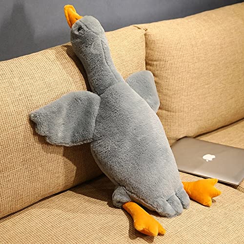 KWIBYBGS 50–130 cm Riesigröße, Liegende Ente, Plüschtier, Tier, Gans, Matte, Kissen,Fülltes Weiches Kissen Für Kinder, Mädchen,Burtstagsgeschenk/Gray/50Cm von KWIBYBGS