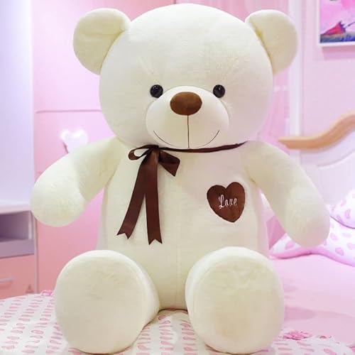 KWIBYBGS 60–120 cm Teddybär, Plüsch, Teddybär, Pandabär, Puppe, Extragroß, Ragdoll, Mädchen, Bett, Schlafkissen, Rosa Miss Bear/White Miss Bear/100Cm von KWIBYBGS