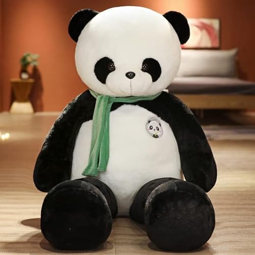 KWIBYBGS 80 cm, 1 Stück, Schöner Panda Mit Schal, Plüschkissen, Riesiger Tierschatz, Panda, Plüschtiere, Ausgestopfte Weiche Puppen,Schenk Für Kinder/80Cm/Green von KWIBYBGS