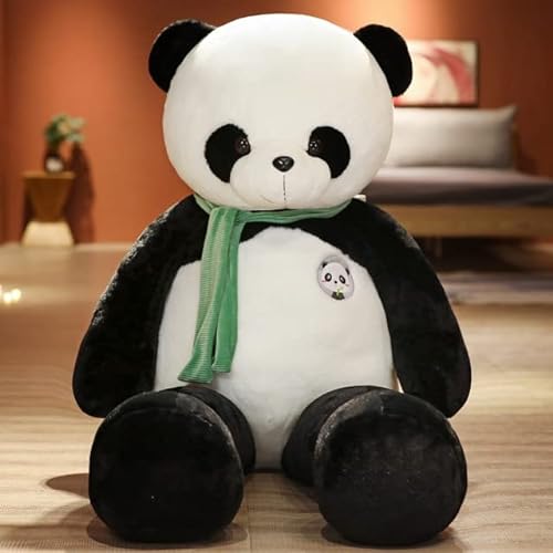 KWIBYBGS 80 cm, 1 Stück, Schöner Panda Mit Schal, Plüschkissen, Riesiger Tierschatz, Panda, Plüschtiere, Ausgestopfte Weiche Puppen,Schenk Für Kinder/80Cm/Green von KWIBYBGS