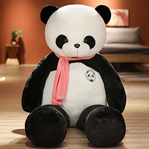 KWIBYBGS 80 cm, 1 Stück, Schöner Panda Mit Schal, Plüschkissen, Riesiger Tierschatz, Panda, Plüschtiere, Ausgestopfte Weiche Puppen,Schenk Für Kinder/80Cm/Pink von KWIBYBGS