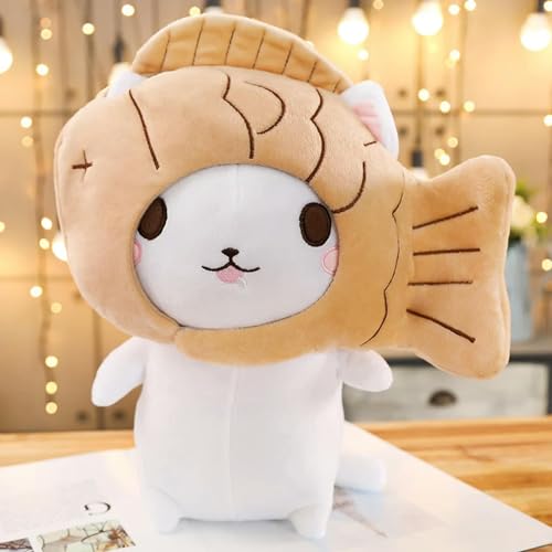 KWIBYBGS Taiyaki Katzenpuppe Rucksackanhänger Katzenplüschtier Erdbeerkatzenpuppe Schulterrucksack Puppeburtstag von KWIBYBGS