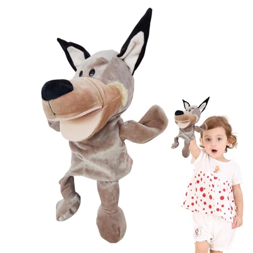 KWIBYBGS Tierpuppen Handpuppen Plüschtier Spielzeug Puppen Pädagogische Tiere Puppen Für Rollenspiel,Schichtenerzählen/Gray Wolf/Refer To Descript von KWIBYBGS