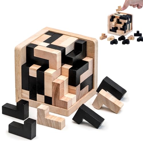 KWJEIULSOQ Iq Spiele Knobelspiele Für Erwachsene Puzzle Würfel Holz Denkspiele Für Erwachsene Hölzernes Intelligenzspielzeug Brain Teaser Game,3D Iq Puzzle Holz Spiele,Knobelspiele Spielzeug von KWJEIULSOQ