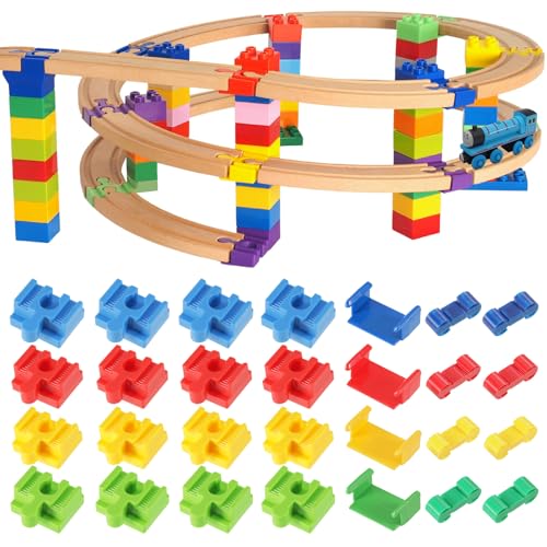 Holzeisenbahn Schienenverbinder, 28 Stück Eisenbahn Spielzeug Zubehör, Adapter für Holzeisenbahnen aus Kunststoff Geeignet,Kunststoff Adapter für Holzschienen, Eisenbahn Spielzeug Zubehör, 3-5 Jahre Holzeisenbahn Schienenverbinder, 28 Stück Eisenbahn Spielzeug Zubehör, Adapter für Holzeisenbahnen aus Kunststoff Geeignet,Kunststoff Adapter für Holzschienen, Eisenbahn Spielzeug Zubehör, 3-5 Jahre von KWJEIULSOQ