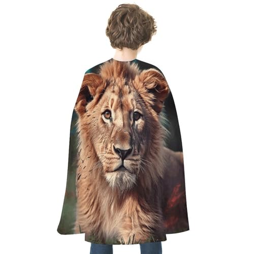 KWQDOZF Halloween Cape Art Löwe bedruckt Wende Cape Unisex Umhang Party Capes Halloween Weihnachtskostüm von KWQDOZF