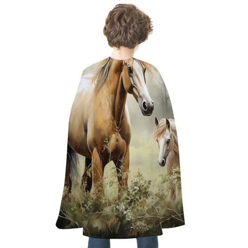 KWQDOZF Halloween Cape Gemälde Pferde Bedruckt Wendbarer Cape Unisex Umhang Party Capes Halloween Weihnachtskostüm von KWQDOZF