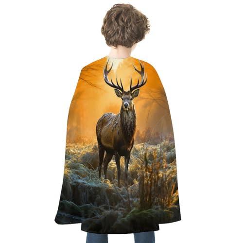 KWQDOZF Halloween Cape Hirsch bedruckt Wende Cape Unisex Umhang Party Capes Halloween Weihnachtskostüm von KWQDOZF