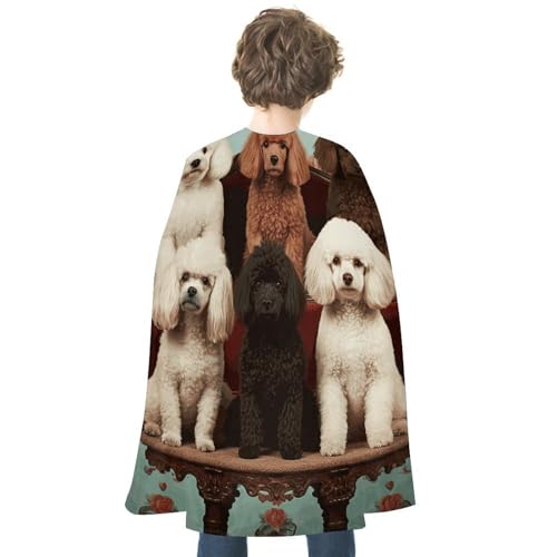 KWQDOZF Halloween Cape Pudel Hunde bedruckt Wende Cape Unisex Umhang Party Capes Halloween Weihnachtskostüm von KWQDOZF