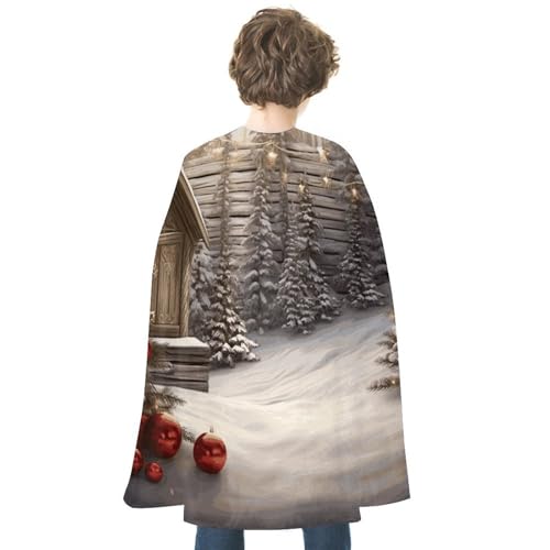 KWQDOZF Halloween Cape Weihnachten Holz bedruckt Wende Cape Unisex Umhang Party Capes Halloween Weihnachtskostüm von KWQDOZF