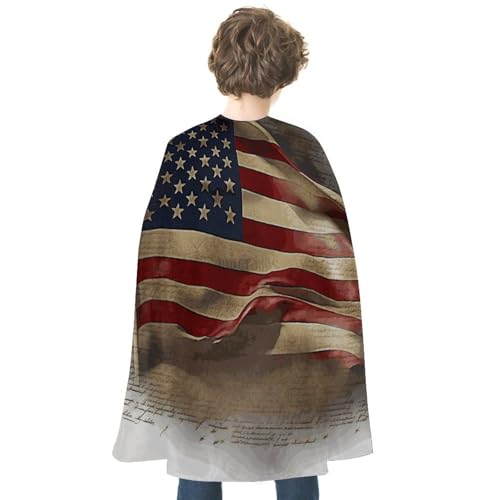 KWQDOZF Halloween Cape mit amerikanischer Flagge bedruckt, wendbar, Cape, Unisex, Umhang, Party-Cape, Halloween, Weihnachtskostüm von KWQDOZF