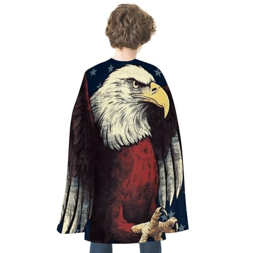 KWQDOZF Halloween Umhang Adler Flagge Bedruckt Wendbarer Umhang Unisex Umhang Party Capes Halloween Weihnachtskostüm von KWQDOZF