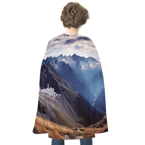 KWQDOZF Halloween Umhang Alpen Panorama Bedruckter Wendeumhang Unisex Umhang Party Capes Halloween Weihnachtskostüm von KWQDOZF