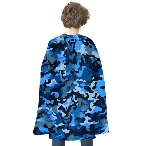 KWQDOZF Halloween Umhang Blau Camo Bedruckt Wendbarer Umhang Unisex Umhang Party Capes Halloween Weihnachtskostüm von KWQDOZF