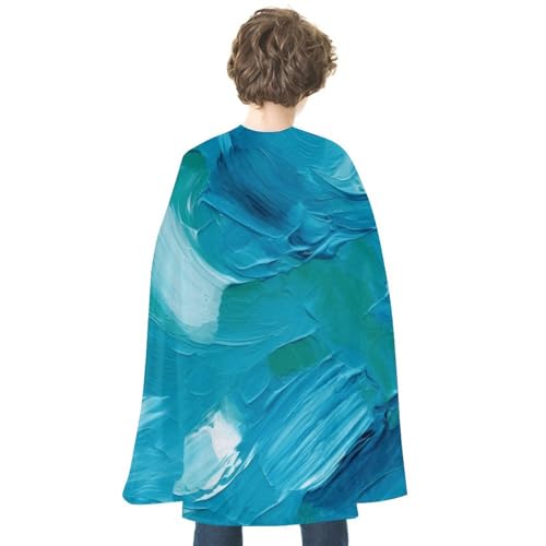 KWQDOZF Halloween Umhang Blau Ölfarbe Textur Bedruckt Wendbarer Umhang Unisex Umhang Party Capes Halloween Weihnachtskostüm von KWQDOZF