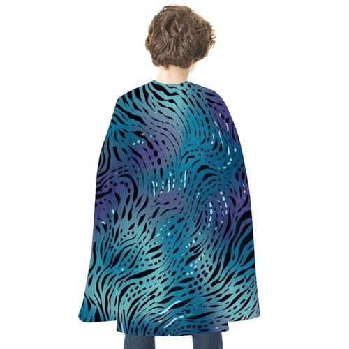 KWQDOZF Halloween Umhang Blau Zebra-Print Bedruckter Wendeumhang Unisex Umhang Party Capes Halloween Weihnachtskostüm von KWQDOZF