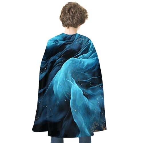 KWQDOZF Halloween Umhang Blauer Stoff Bedruckter Wendeumhang Unisex Umhang Party Capes Halloween Weihnachtskostüm von KWQDOZF