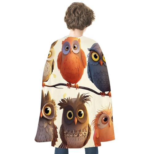 KWQDOZF Halloween Umhang Eulen Vögel Bedruckter Wendeumhang Unisex Umhang Party Capes Halloween Weihnachtskostüm von KWQDOZF