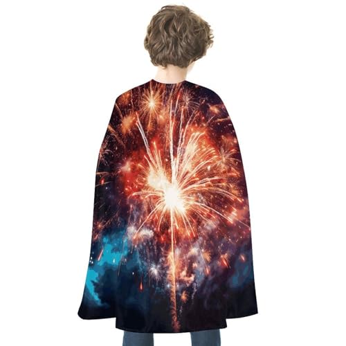 KWQDOZF Halloween Umhang Explosion Feuerwerk Bedruckter Wendeumhang Unisex Umhang Party Capes Halloween Weihnachtskostüm von KWQDOZF