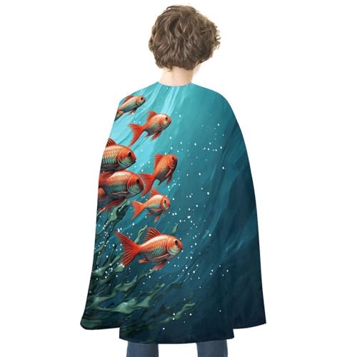 KWQDOZF Halloween Umhang Fisch Aquarium Bedruckter Wendeumhang Unisex Umhang Party Capes Halloween Weihnachtskostüm von KWQDOZF