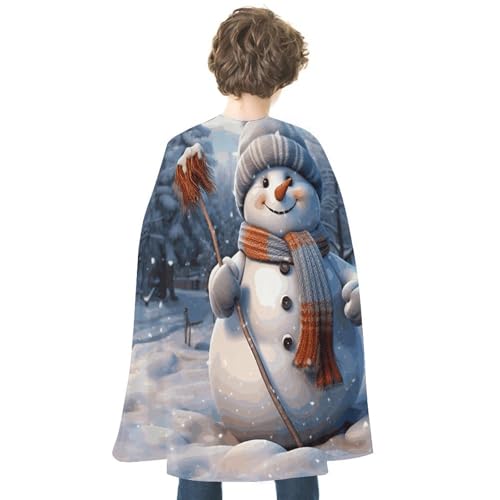 KWQDOZF Halloween Umhang Fleißiger Schneemann Bedruckter Wendeumhang Unisex Umhang Party Capes Halloween Weihnachtskostüm von KWQDOZF