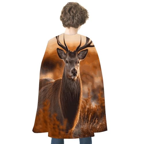 KWQDOZF Halloween Umhang Geweih Rotwild Bedruckter Wendeumhang Unisex Umhang Party Capes Halloween Weihnachtskostüm von KWQDOZF