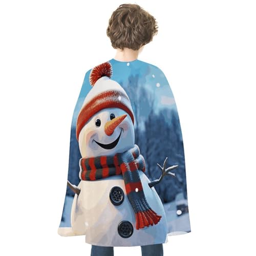 KWQDOZF Halloween Umhang Happy Snowman Bedruckter Wendeumhang Unisex Umhang Party Capes Halloween Weihnachtskostüm von KWQDOZF