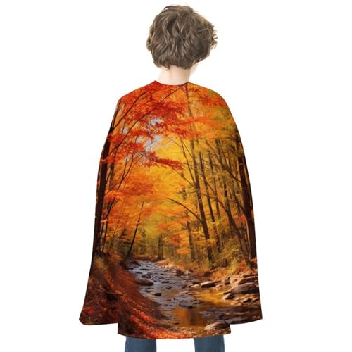 KWQDOZF Halloween Umhang Herbstlaub bedruckter Wendeumhang Unisex Umhang Party Capes Halloween Weihnachtskostüm von KWQDOZF