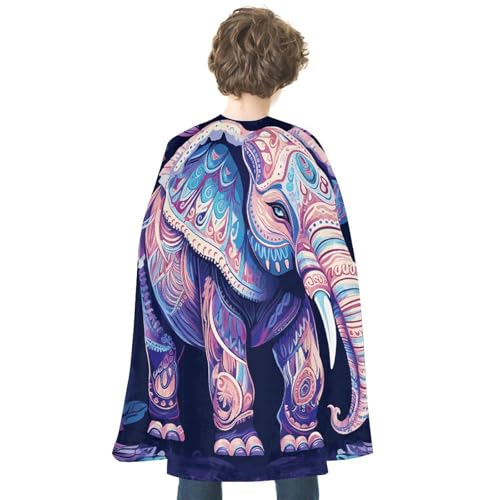 KWQDOZF Halloween Umhang Lila Elefant Bedruckter Wendeumhang Unisex Umhang Party Capes Halloween Weihnachtskostüm von KWQDOZF