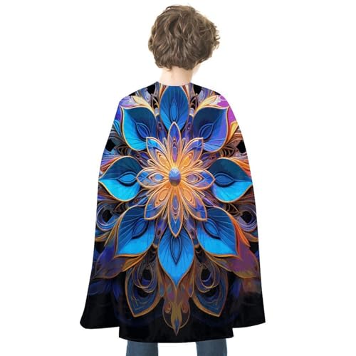 KWQDOZF Halloween Umhang Rechteck Mandala Bedruckt Wendbarer Umhang Unisex Umhang Party Capes Halloween Weihnachtskostüm von KWQDOZF