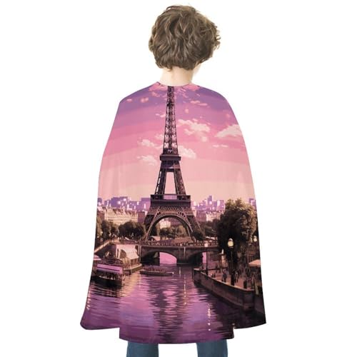 KWQDOZF Halloween Umhang Rosa Paris Bedruckter Wendeumhang Unisex Umhang Party Capes Halloween Weihnachtskostüm von KWQDOZF