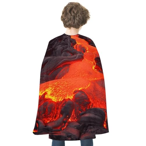 KWQDOZF Halloween Umhang Rot Lava Bedruckt Wendbarer Umhang Unisex Umhang Party Capes Halloween Weihnachtskostüm von KWQDOZF