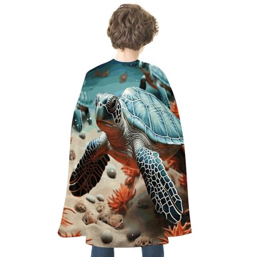 KWQDOZF Halloween Umhang Schildkröte Bedruckt Wendbarer Umhang Unisex Umhang Party Capes Halloween Weihnachtskostüm von KWQDOZF