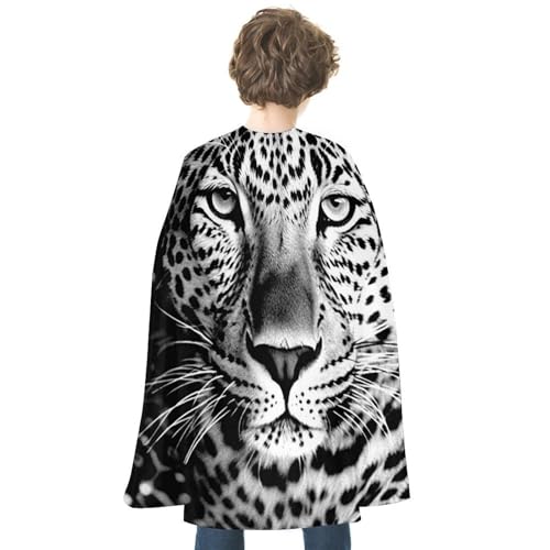 KWQDOZF Halloween Umhang Schwarz-Weiß Leopardengesicht bedruckt Wendbarer Umhang Unisex Umhang Party Capes Halloween Weihnachtskostüm von KWQDOZF