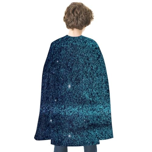 KWQDOZF Halloween Umhang Teal Glitzer Bedruckt Wendbarer Umhang Unisex Umhang Party Capes Halloween Weihnachtskostüm von KWQDOZF