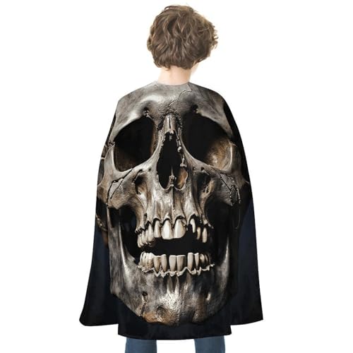 KWQDOZF Halloween Umhang Totenkopf bedruckt Wendbarer Umhang Unisex Umhang Party Capes Halloween Weihnachtskostüm von KWQDOZF