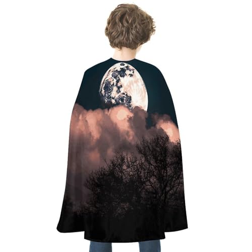 KWQDOZF Halloween Umhang Vollmond Bedruckter Wendeumhang Unisex Umhang Party Capes Halloween Weihnachtskostüm von KWQDOZF