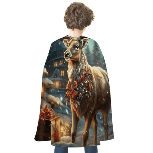 KWQDOZF Halloween Umhang Weihnachtsgeschenk Rentier Bedruckter Wendeumhang Unisex Umhang Party Capes Halloween Weihnachtskostüm von KWQDOZF