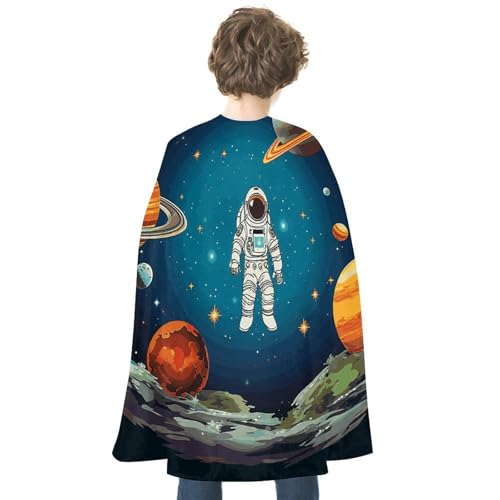 KWQDOZF Halloween Umhang Weltraumrakete Astronaut Bedruckter Wendbarer Umhang Unisex Umhang Party Capes Halloween Weihnachtskostüm von KWQDOZF