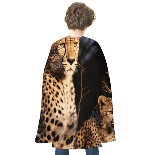 KWQDOZF Halloween Umhang Wildtier Leopardenmuster Wendbarer Umhang Unisex Umhang Party Cape Halloween Weihnachtskostüm von KWQDOZF