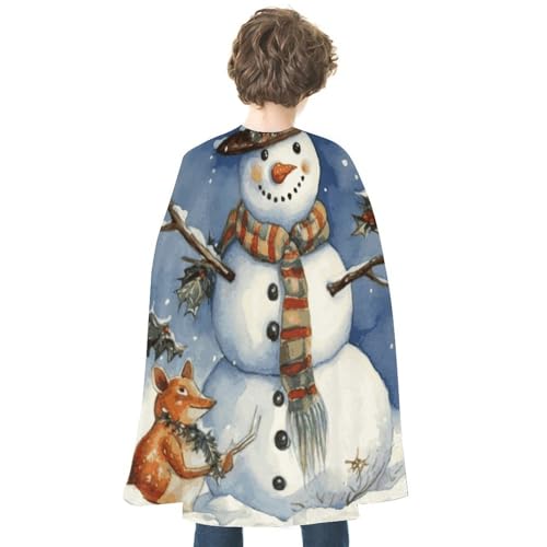 KWQDOZF Halloween Umhang Winter Schneemann Bedruckter Wendeumhang Unisex Umhang Party Capes Halloween Weihnachtskostüm von KWQDOZF