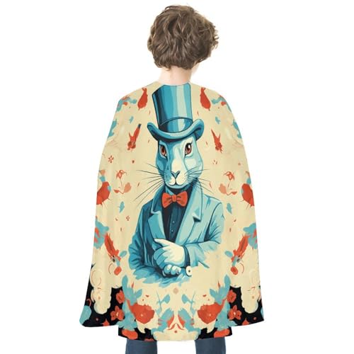 KWQDOZF Halloween Umhang Zauberer Kaninchen Bedruckter Wendeumhang Unisex Umhang Party Capes Halloween Weihnachtskostüm von KWQDOZF