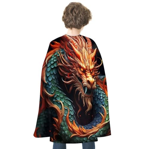 KWQDOZF Halloween Umhang mit chinesischem Drachen-Aufdruck, wendbarer Umhang, Unisex-Umhang, Party-Umhang, Halloween-Weihnachtskostüm von KWQDOZF