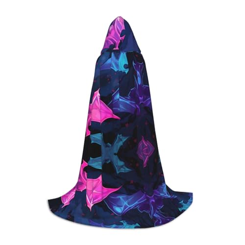 KWQDOZF Rosa und blaue Fledermäuse, ganzer Umhang mit Kapuze, Halloween-Umhang, Umhang mit Kapuze für Halloween, Weihnachten, Cosplay-Partykostüme für Unisex-Teenager, Größe 149,7 cm von KWQDOZF