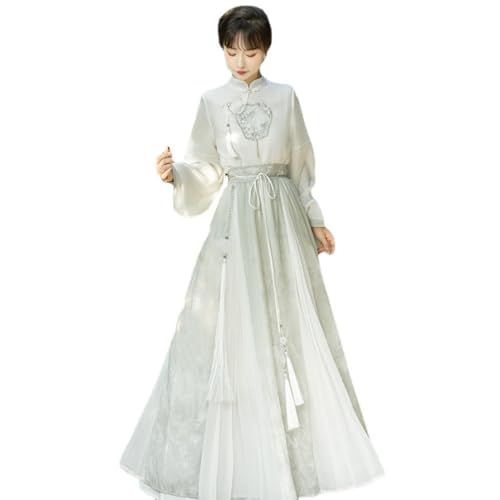 KXAOXGRC Chinesisch Traditionelle Kostüm Hanfu Kleid,Han ch Hanfu Damen Han Element Chinesischer Nationalstil Oberteil Halbrock Zweiteiliges Set(Small) von KXAOXGRC