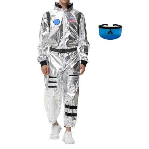 KYDLIGHT Astronaut Kostüm Herren, Overall Space Anzug Erwachsener, Weltall Astronauten Kostüm für Halloween Fastnacht Mottoparty von KYDLIGHT