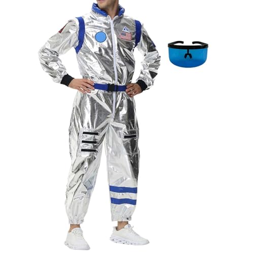 KYDLIGHT Astronaut Kostüm Herren, Overall Space Anzug Erwachsener, Weltall Astronauten Kostüm für Halloween Fastnacht Mottoparty von KYDLIGHT