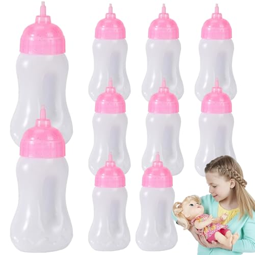 KYEQATY 10pcs Babypuppenflaschen Versiegelung von Plastikpuppenflaschen mit Glitzer Plastik kreativer realistischer Spielzeug Babyflaschen Geschenk für fantasievolle Pflege-Rollenspiele von KYEQATY