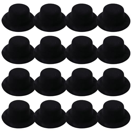 KYEQATY 16pcs Mini Top Hut süße Schwarze Puppenhut Haarzubehör DIY Weihnachten Schneemannhüte für Handwerksweiche Top Hut für Dollhouse Weihnachtskunsthandwerksparty Supply von KYEQATY